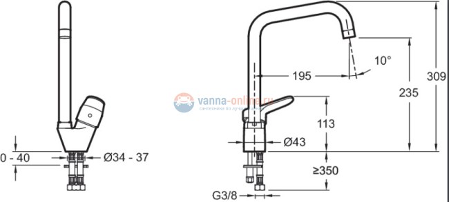 Смеситель Jacob Delafon Brive E75770-CP для кухонной мойки
