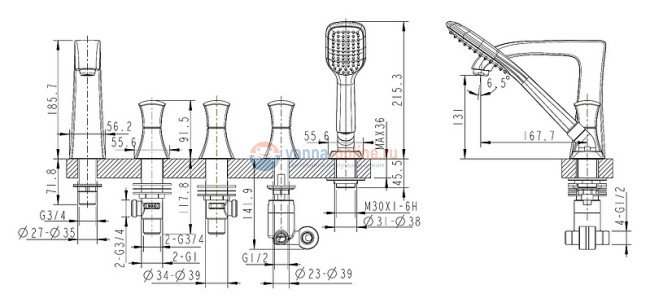 Смеситель Bravat Whirlpool F578112C для ванны