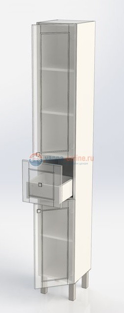 Пенал Aquanet Честер 30 00186093, цвет белый, патина золото