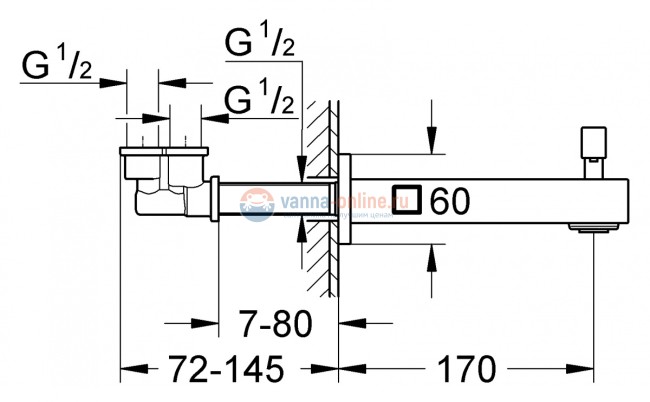 Излив Grohe Eurocube 13304000 для ванны, 17 см