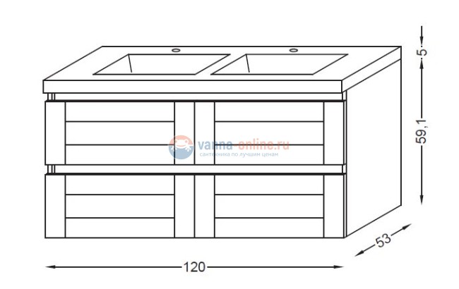 Тумба под раковину Jacob Delafon Lignum 120 EB1256-P6, подвесная, цвет - натуральный дуб