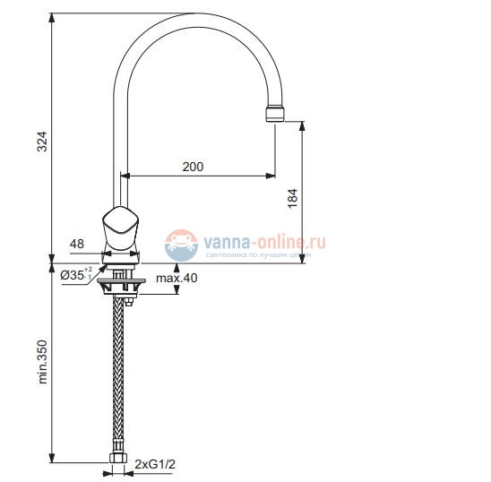 Смеситель Vidima КВАДРО (Quadro) BA245AA для кухонной мойки, поворотный излив, хром Смеситель Vidima КВАДРО (Quadro) BA245AA для кухонной мойки, поворотный излив, хром