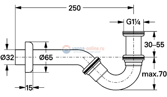 Сифон для биде Grohe Others 28946000, хром, ø32