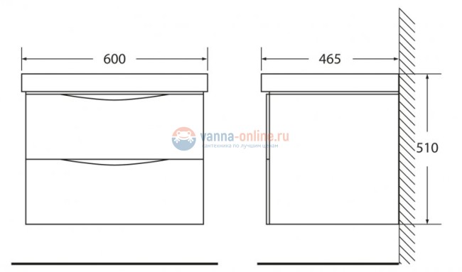 Тумба под раковину BelBagno Fly FLY-600-2C-SO-RN-P, 57,5 х 44 х 45 см, Rovere Nature/светло-коричневый