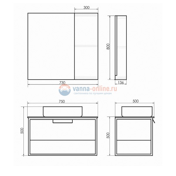 Зеркальный шкаф Comfortу Эдинбург-75 бетон светлый