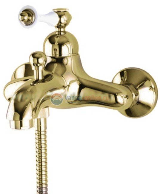 Смеситель Cezares Margot MARGOT-VDPM-03/24-Bi для ванны/душа, золото/белый