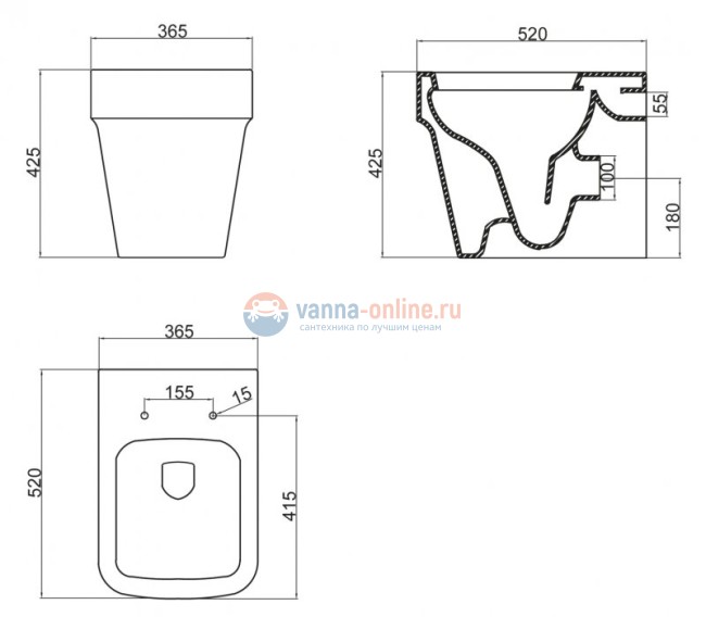 Приставной унитаз BelBagno Marco BB118CB, безободковый