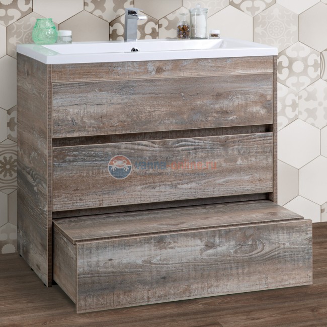 Тумба с раковиной Art&Max Family-750-3C-PIA-PE, 75 x 47 x 84.5 см напольная, бежево-серый (Pino Esotica)