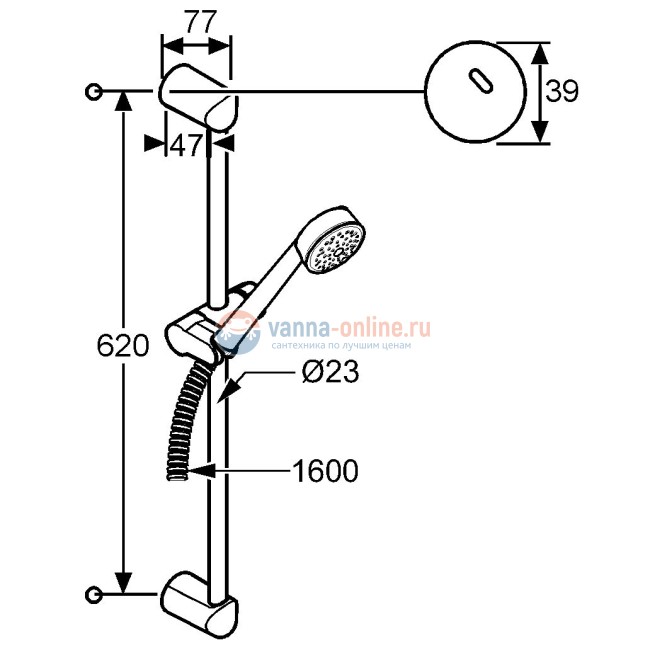 Душевой гарнитур Kludi Zenta 6063005-00, штанга 60 см Душевой гарнитур Kludi Zenta 6063005-00, штанга 60 см