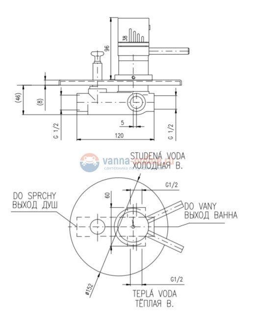 Смеситель Rav-Slezak Dunaj Termostat DT286 для душа настенный, хром