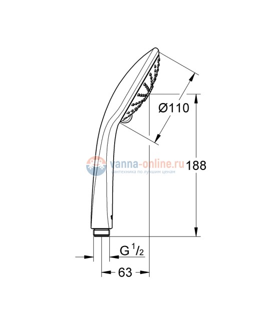 Ручной душ Grohe Euphoria, 27221000 Massage, 3-х режимная, Ø110 мм Ручной душ Grohe Euphoria, 27221000 Massage, 3-х режимная, Ø110 мм
