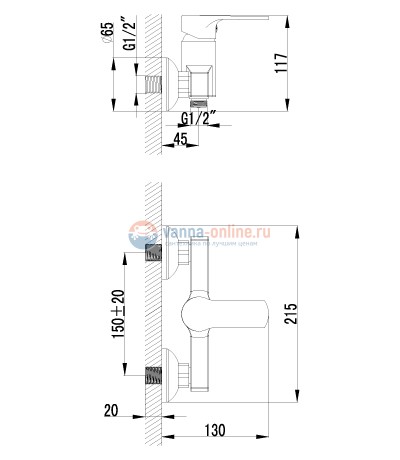 Смеситель Lemark plus Grace LM1503C для душа