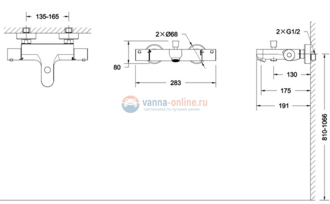 Смеситель Bravat Stream F63984C-01B для ванны термостатический