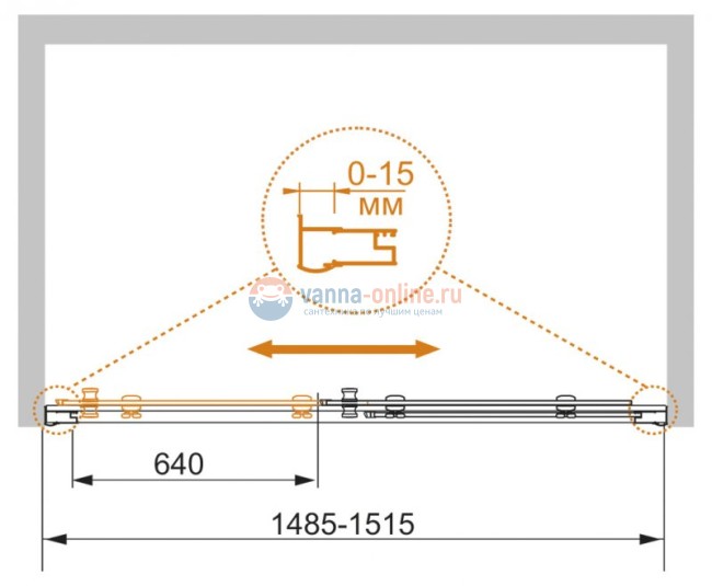 Душевая дверь Cezares Pratico-BF-1-150-C/P-Cr 150 x 185 см в проем
