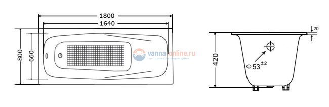 Чугунная ванна Goldman Saga 180x80