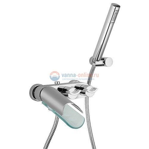 Смеситель для ванны Paini Morgana с аксессуаром, хром, излив стекло Смеситель для ванны Paini Morgana с аксессуаром, хром, излив стекло