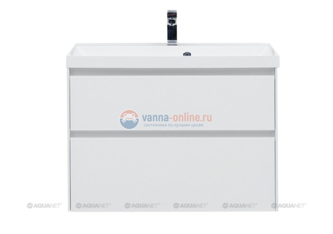 Тумба с раковиной Aquanet Гласс 100 00235664, цвет белый