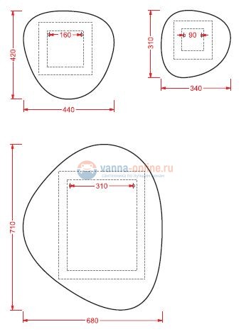 Комплект из 3-х зеркал ArtCeram Stone ACS004