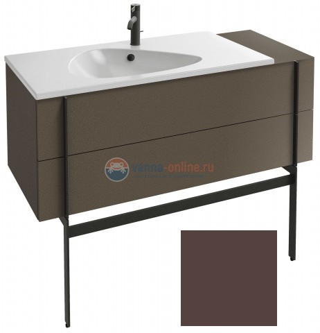Тумба под раковину Jacob Delafon Nouvelle Vague 120 EB3033-N23, 2 ящика, с выступом, цвет - ледяной коричневый глянцевый
