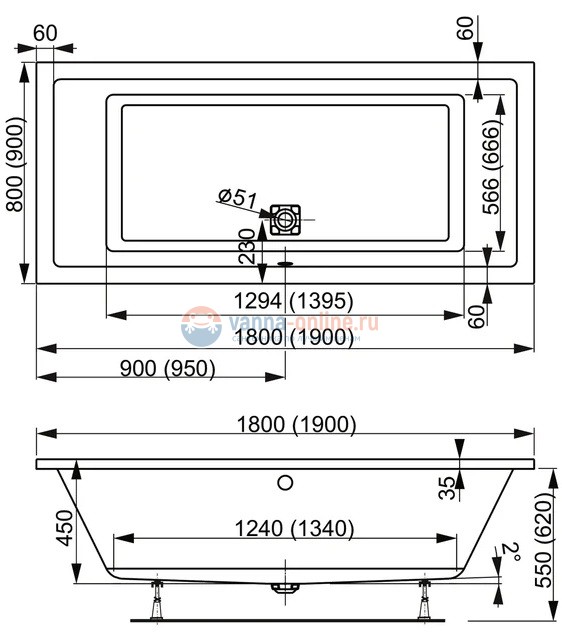 Акриловая ванна Vagnerplast Cavallo 180 x 80 см Акриловая ванна Vagnerplast Cavallo 180 x 80 см