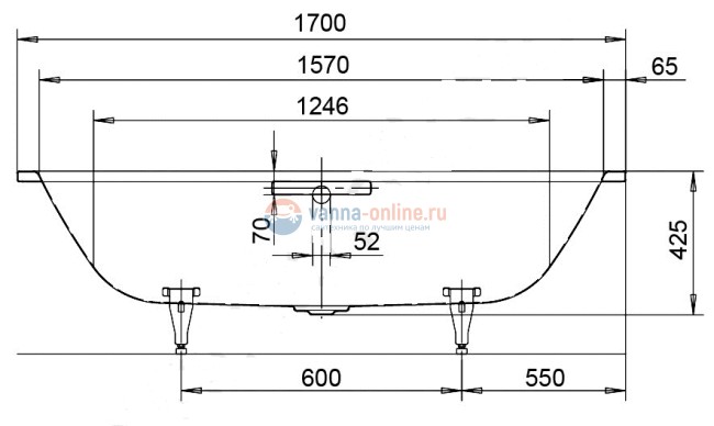 Ванна Kaldewei Asymmetric Duo мод. 740, 170 х 80 х 42 см