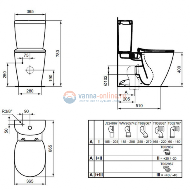 Напольный пристенный унитаз для монтажа с бачком Ideal Standard CONNECT AquaBlade® E039701