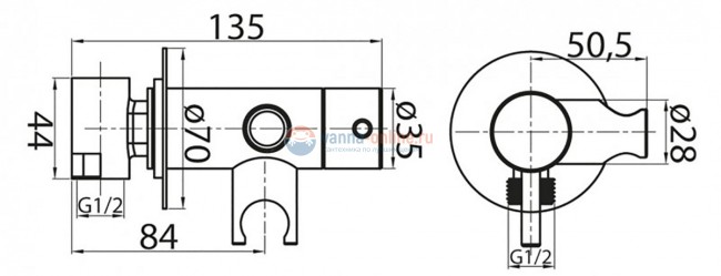 Смеситель для душа и гигиенического душа Cezares Articoli Vari CZR-DA1, черный матовый Смеситель для душа и гигиенического душа Cezares Articoli Vari CZR-DA1, черный матовый