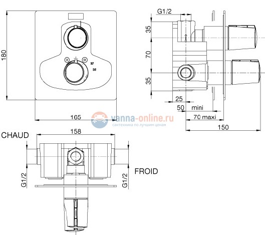 Смеситель Jacob Delafon Symbol E71689-CP для душа термостатический