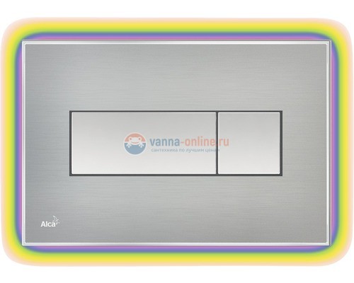 Кнопка управления AlcaPlast M1471 - R с цветной пластиной, светящаяся кнопка сталь матовая, свет радуга