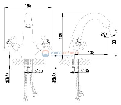 Смеситель Lemark Vintage LM2806B для умывальника Смеситель Lemark Vintage LM2806B для умывальника