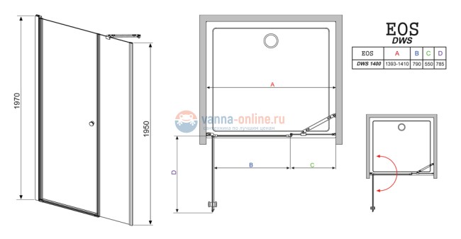 Душевая дверь в нишу Radaway EOS DWS 140 L Душевая дверь в нишу Radaway EOS DWS 140 L