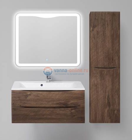 Шкаф-пенал подвесной BelBagno FLY-MARINO-1500-2A-SC-RW-P-L, 40 х 30 х 150 см, Rovere Moro/темно-коричневый, левосторонний