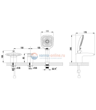 Смеситель Lemark Status LM4445C для ванны Смеситель Lemark Status LM4445C для ванны