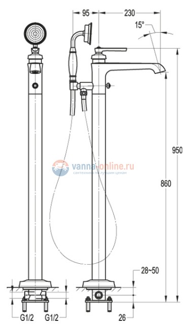 Смеситель Cezares LIBERTY-VDP-01 для ванны Смеситель Cezares LIBERTY-VDP-01 для ванны