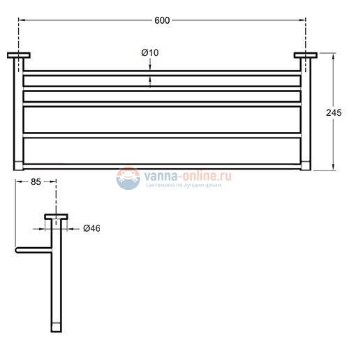 Полка подвесная д/полотенец Jacob Delafon Classique 60х24,5 хром E77832-CP