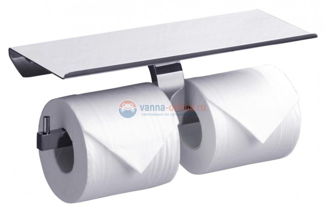 Держатель туалетной бумаги Rush Edge ED77142B двойной, с полкой для телефона