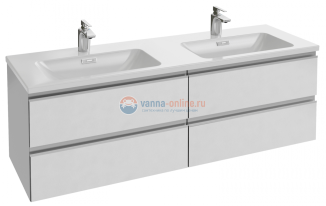 Тумба под раковину Jacob Delafon Vox 140 EB2020-RA-G1C, цвет - белый блестящий лак, 140*46 см