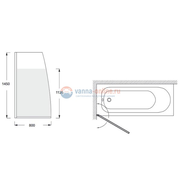 Шторка на ванну Jacob Delafon Serenity 145 x 80 см, матовое стекло, хром E4933-GA Шторка на ванну Jacob Delafon Serenity 145 x 80 см, матовое стекло, хром E4933-GA