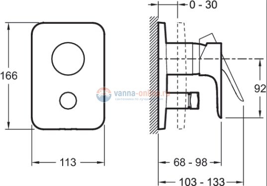 Смеситель Jacob Delafon Aleo E98717-CP для ванны/душа Смеситель Jacob Delafon Aleo E98717-CP для ванны/душа