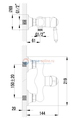 Смеситель Lemark Villa LM4803B для душа Смеситель Lemark Villa LM4803B для душа