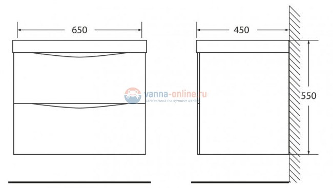 Тумба под раковину BelBagno Marino MARINO-650-2C-SO-RN-P, 65 х 45 х 55 см, Rovere Nature - светло-коричневый