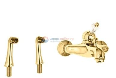 Смеситель Cezares Vintage PBVM-03/24-Sw цвет золото 24 карат, ручки Swarovski Смеситель Cezares Vintage PBVM-03/24-Sw цвет золото 24 карат, ручки Swarovski