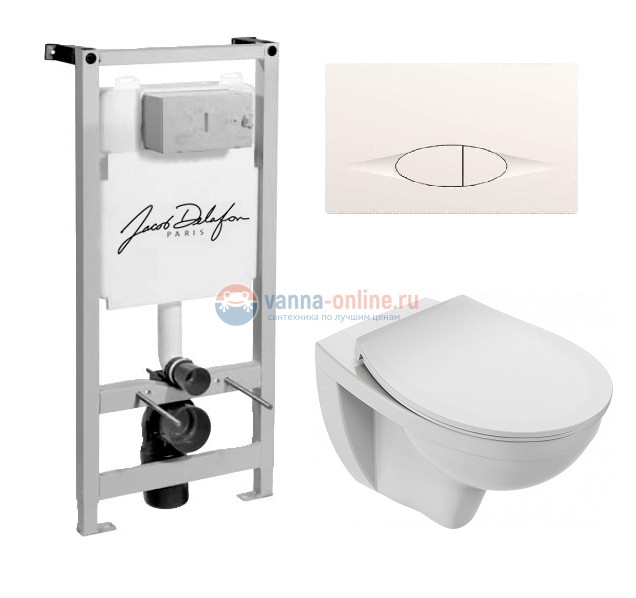 Инсталляция Jacob Delafon с безободковым унитазом Jacob Delafon Patio EDV102-00, сиденье микролифт клавиша белая, комплект 322644 Инсталляция Jacob Delafon с безободковым унитазом Jacob Delafon Patio EDV102-00, сиденье микролифт клавиша белая, комплект 322644