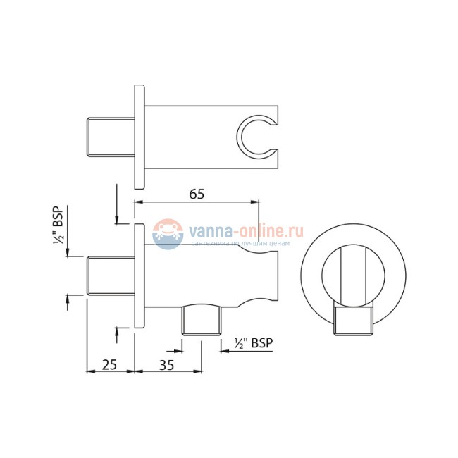 Шланговое подсоединение Jaquar Shower SHA-CHR-566R, с держателем душа, хром