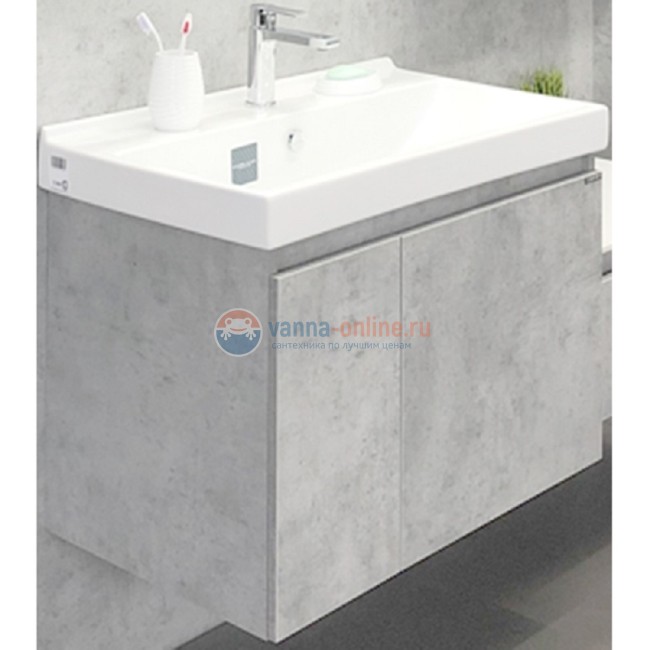 Тумба Comforty Осло-80, бетон светлый с раковиной Fest 80 F01