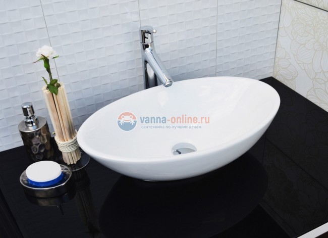 Раковина CeramaLux Серия N 9021 накладная, белый Раковина CeramaLux Серия N 9021 накладная, белый