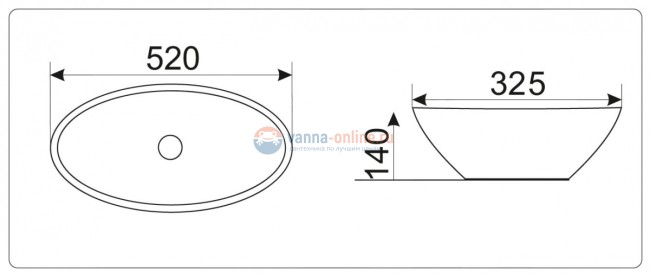 Раковина CeramaLux Серия N 9021 накладная, белый Раковина CeramaLux Серия N 9021 накладная, белый