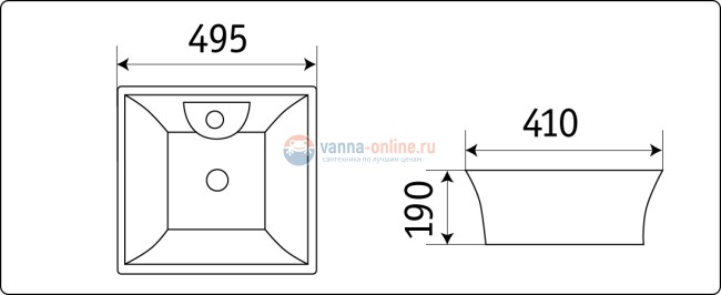 Раковина CeramaLux Серия N 9108 накладная, белый Раковина CeramaLux Серия N 9108 накладная, белый