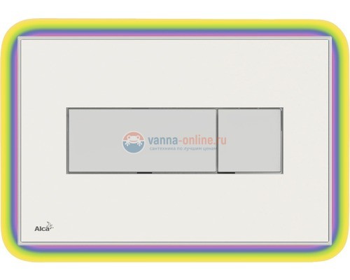Кнопка управления AlcaPlast M1470 - R с цветной пластиной, светящаяся кнопка белая, свет радуга