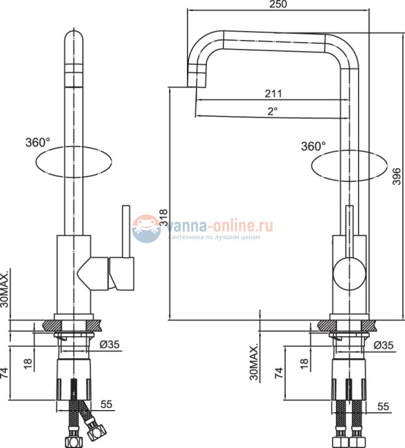 Смеситель Iddis Kitchen K05STL0i05 для кухонной мойки Смеситель Iddis Kitchen K05STL0i05 для кухонной мойки